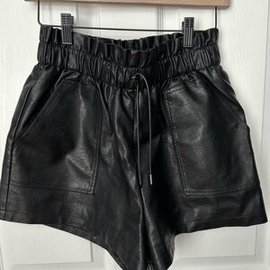 Black Faux Leather Women's Shorts